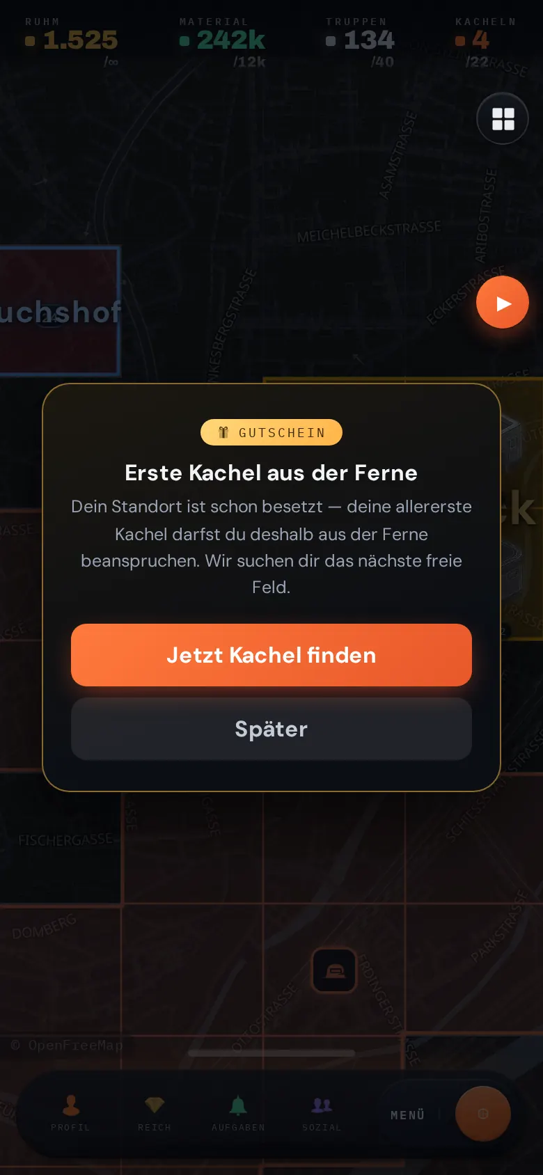 Der Gutschein für die erste Kachel aus der Ferne