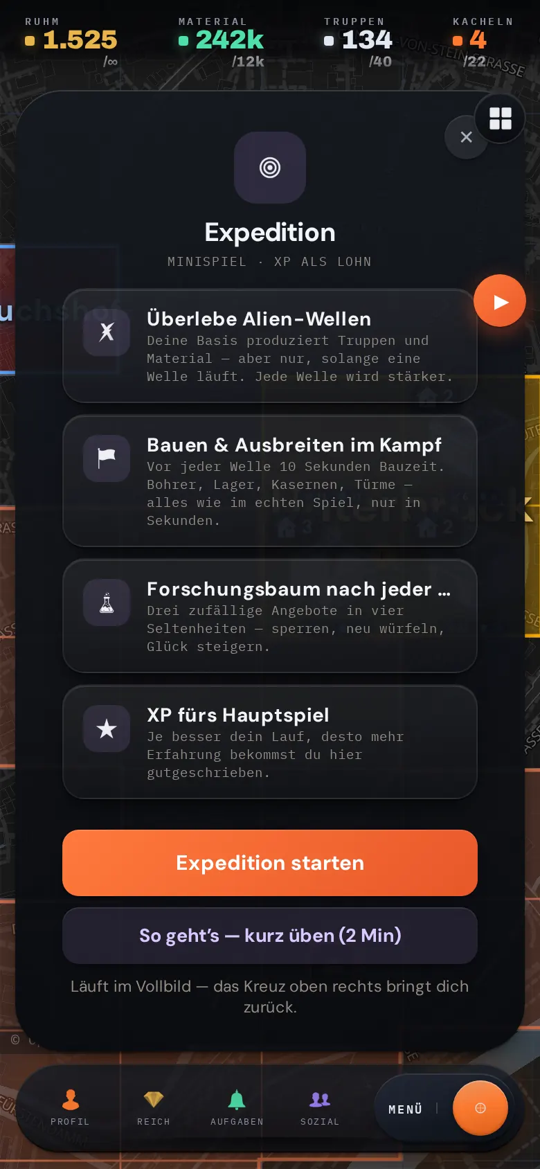 Die Expedition, ein Minispiel mit XP als Lohn