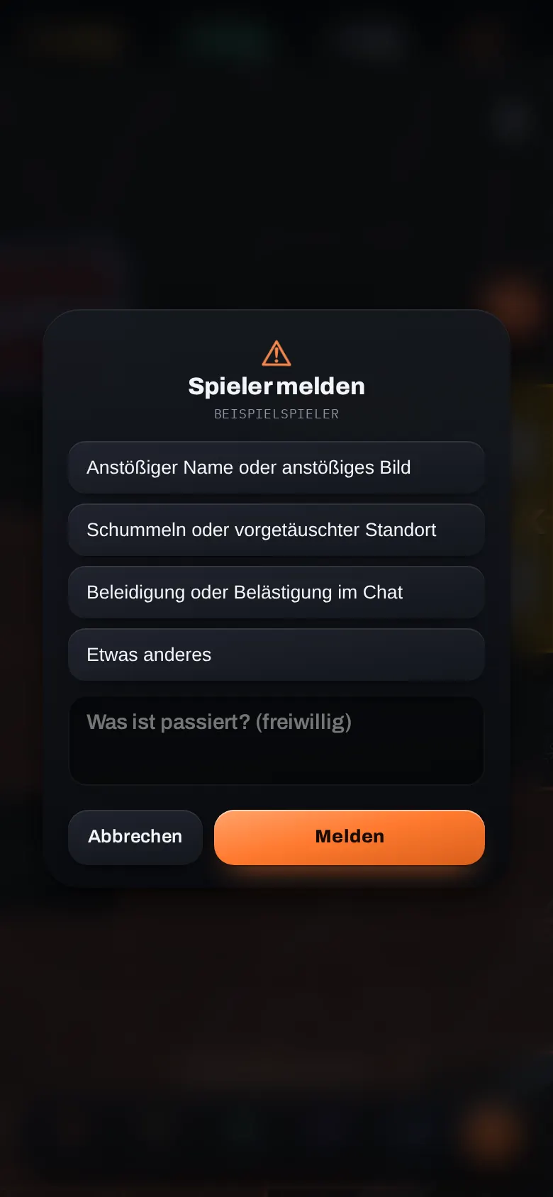 Einen Spieler melden