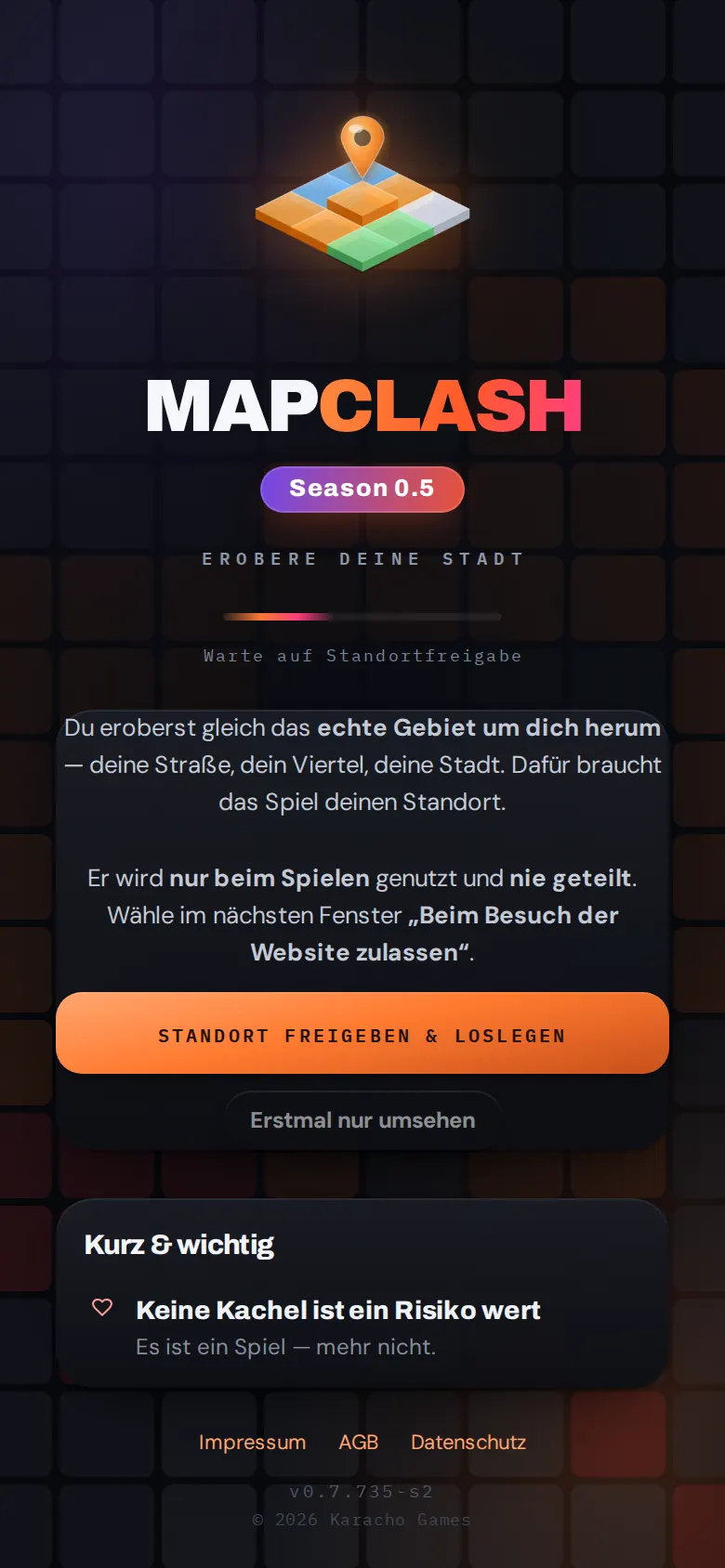 So sieht der Start aus: Standort freigeben und loslegen